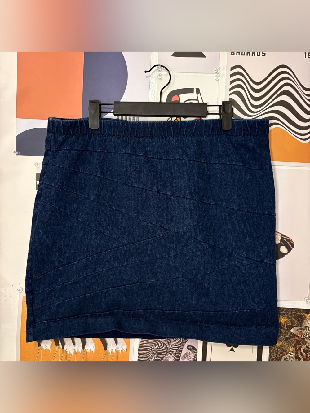 Simply Vera Vera Wang Dark Navy Diagonal Panel Mini Skirt